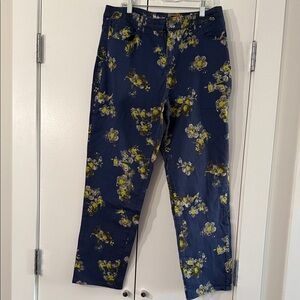 NWOT Navy Floral Print Straight Leg Pants